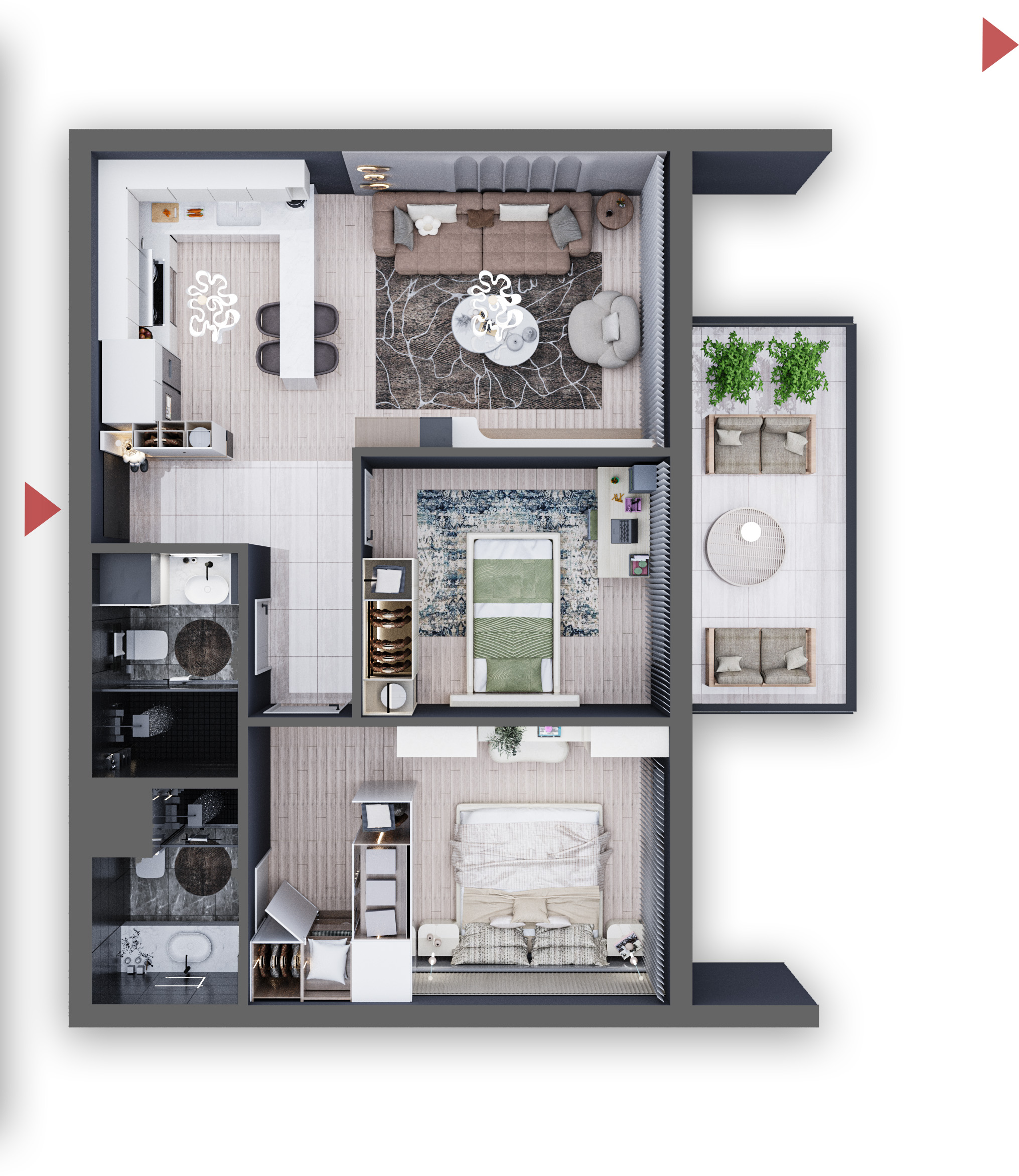 2+1 Amerikan Mutfak Görsel